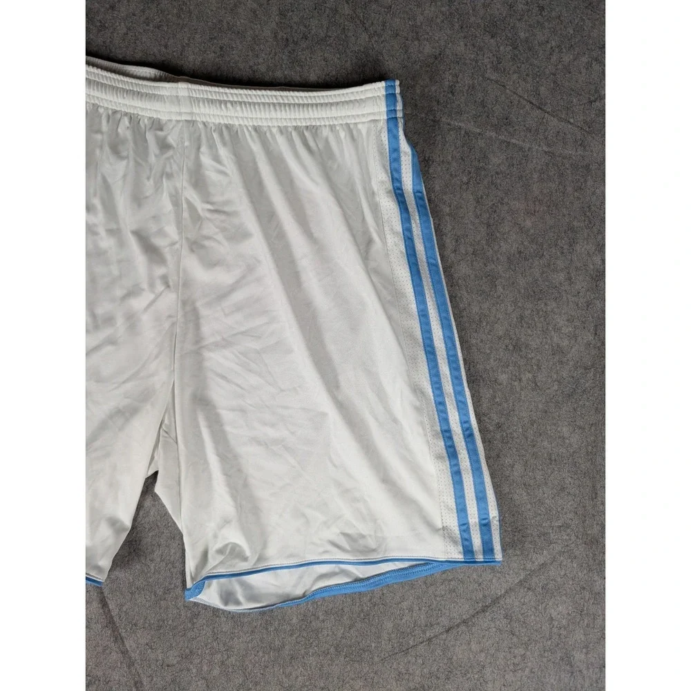 Adidas Aeroready Soccer Shorts White Light Blue Striped Mens Athletic Training